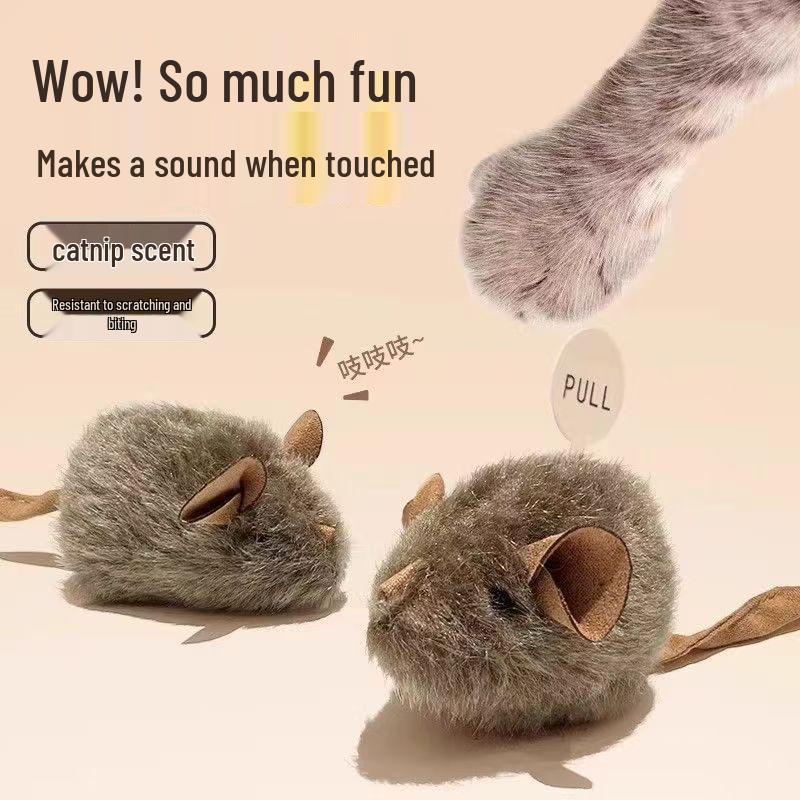 Electric Squeaking Plush Mouse Cat Toy - Scratch & Bite-Resistant Teasing Toy for Self-Play