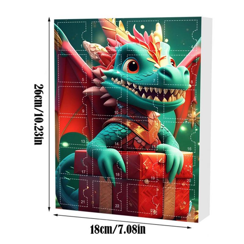 24 Days Christmas Advent Calendar Cute Acrylic Dinosaur Pendant Toy Christmas Tree Decor Backpack Car 2D Flat Pendants Gifts