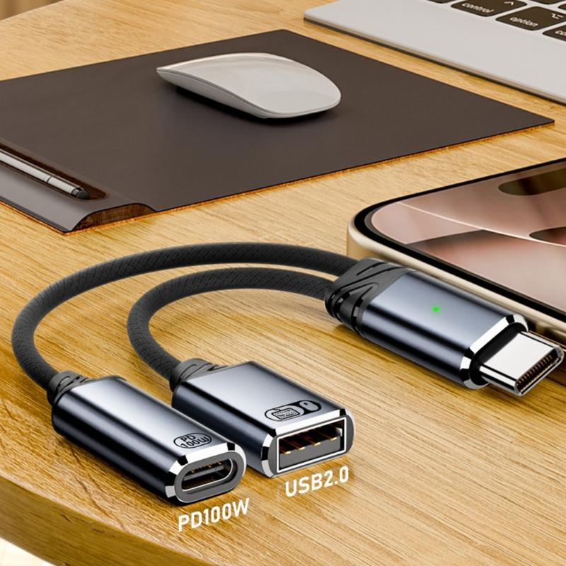 Rozdzielacz USB C Typu C Podwójna Wtyczka 100W Adapter Szybkiego Ładowania Kabel Rozdzielający Typ C Męski do Podwójnego Żeńskiego Kabla dla Telefonu