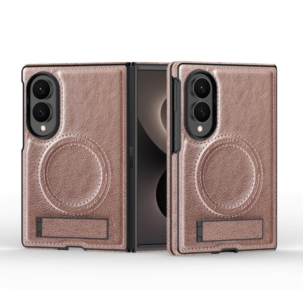 Luxury Business Magnetic Kickstand Leather Phone Case for Samsung Z Fold 8 Wide Shockproof For Magsafe Skin Feel Slim Cover