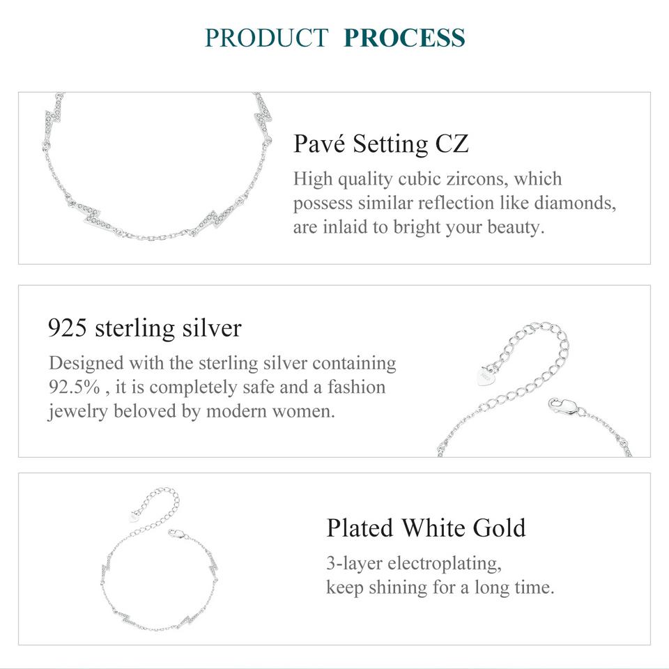 WOSTU Blitzarmband aus 925er Sterlingsilber mit Zirkonia, perfektes Geschenk für Frauen und kleine Mädchen, edler Schmuck, modisches Accessoire