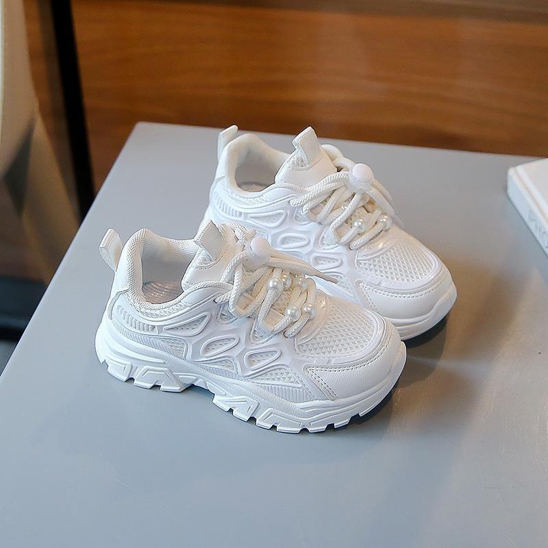 2024 Girls' Breathable White Dad Sneakers – Trendy Spring & Autumn Fashion Sports Shoes