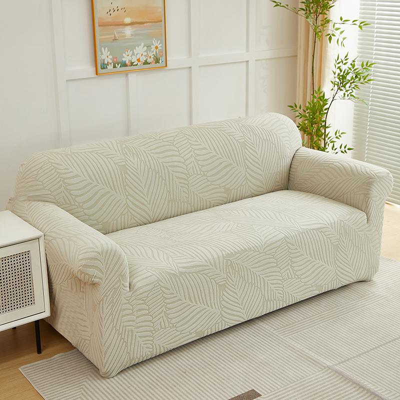 1pc Jacquard Sofa Slipcover Big Leaves Pattern Elastic Fitted Sofa Couch Protector Washable Sofa Covers for Sectional Sofachair