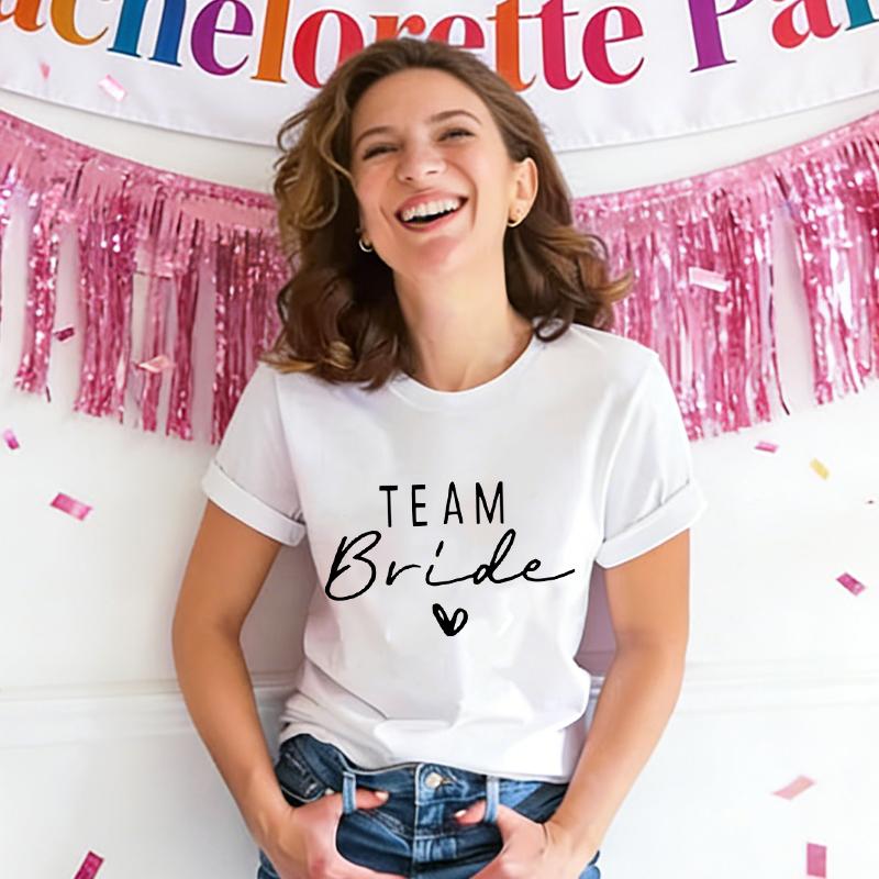 Summer Tops Team Bride Vintage Shirt Future Bride Wedding Bachelorette T-Shirts Short Sleeve Unisex Bride Team Wedding Party Tees