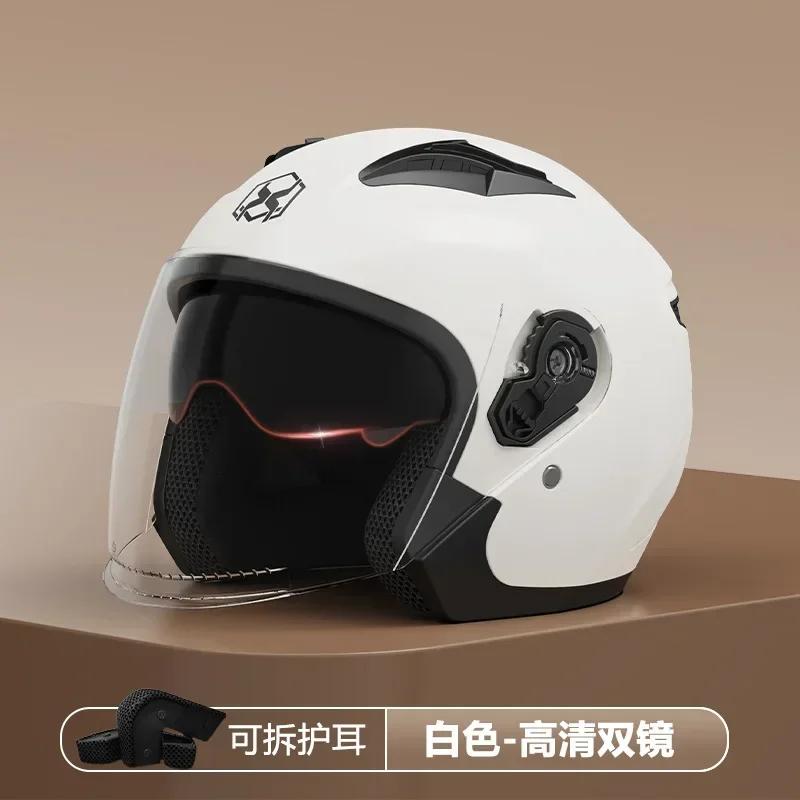 Motorcycle 3/4 Half Helmet Eye And Face Protection Dual Lens Comfortable Detachable Lining Ventilation Open Face Helmet