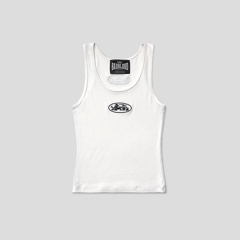 

Korean Badblood BCAC Series American Spicy Girl Women s Slim Fit Tank Top with Embroidered Lettering. S белый