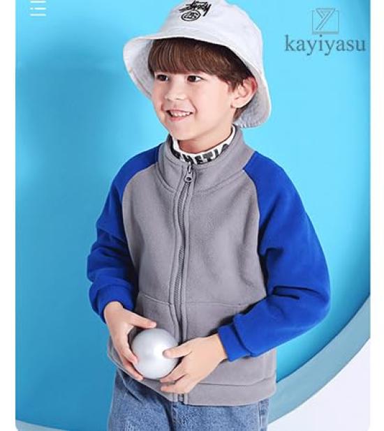 Kayiyasu Girls and High No Sizes Kids' Jacket, Boys, Outerwear, Neck, Fluffy, Spring/Autumn, Hood, School/Kindergarten, 110-160 (160 Gray)