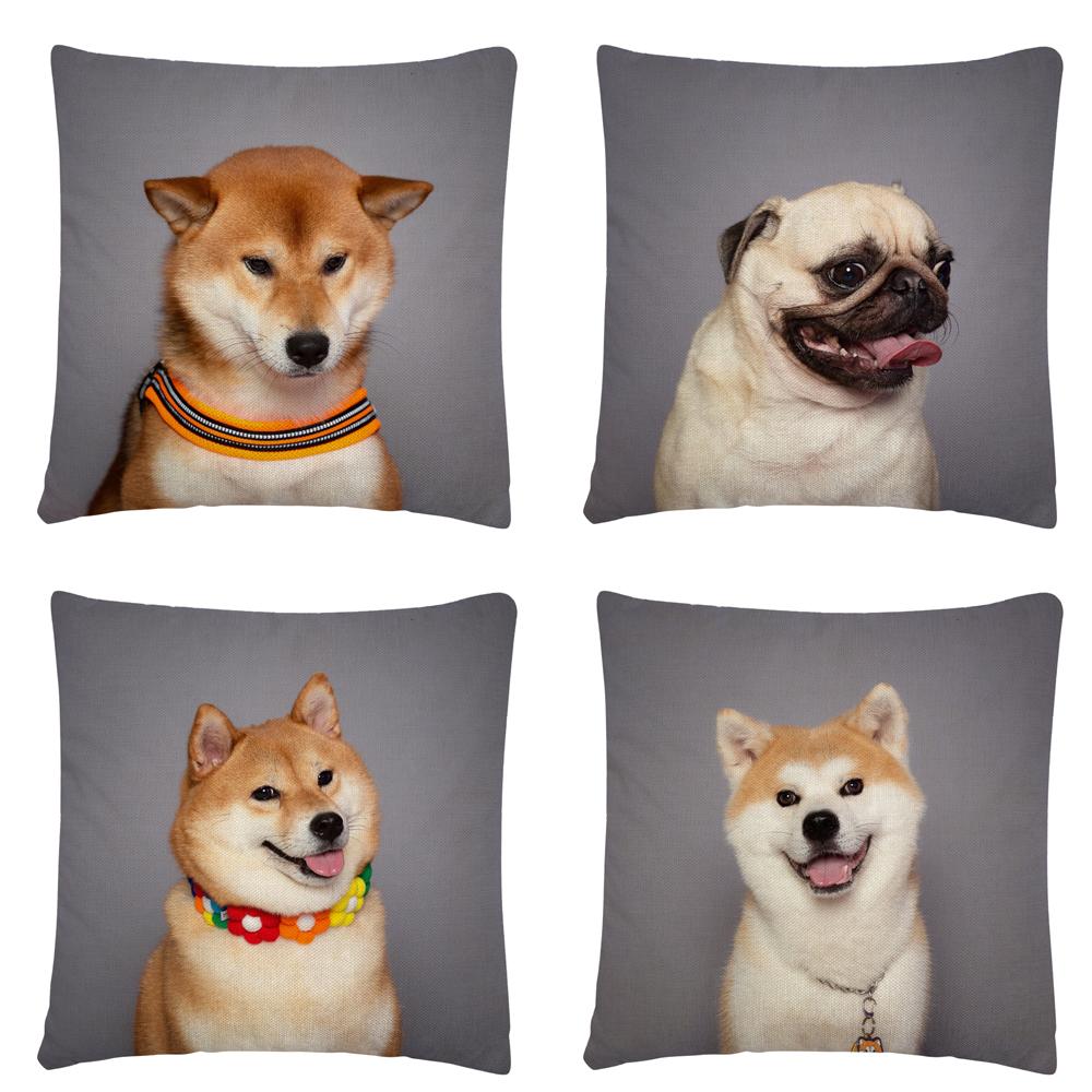 Kissenbezug mit Welpen-/Hunde-Kunstfoto-Muster, Polyester, Kissenbezug, Heim-Sofa-Auto-Dekor