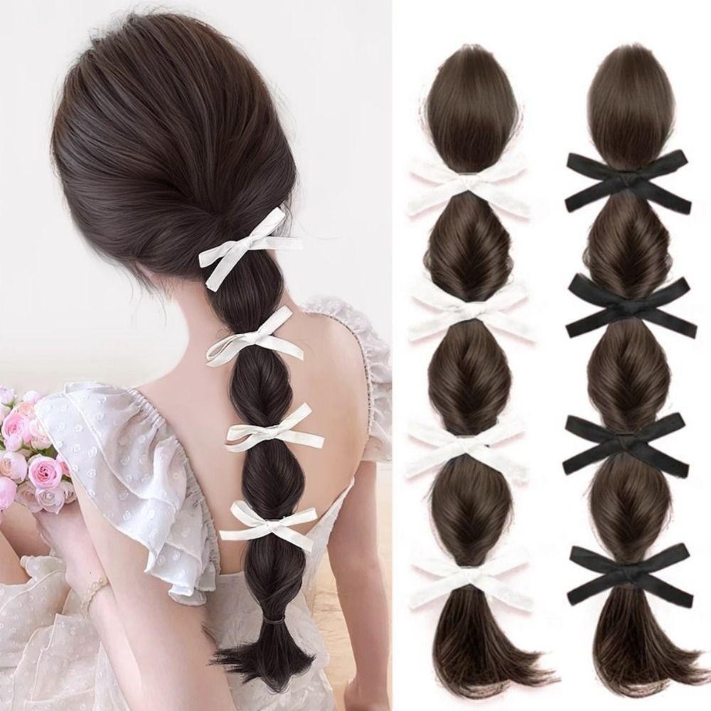 Hair Band Bow Braided Bubble Braids Wig 40cm Ponytail Hairpieces Party