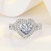 2026 Full Diamond Heart Shaped Ring with Micro Inlaid Heart Shaped Diamond Engagement Ring