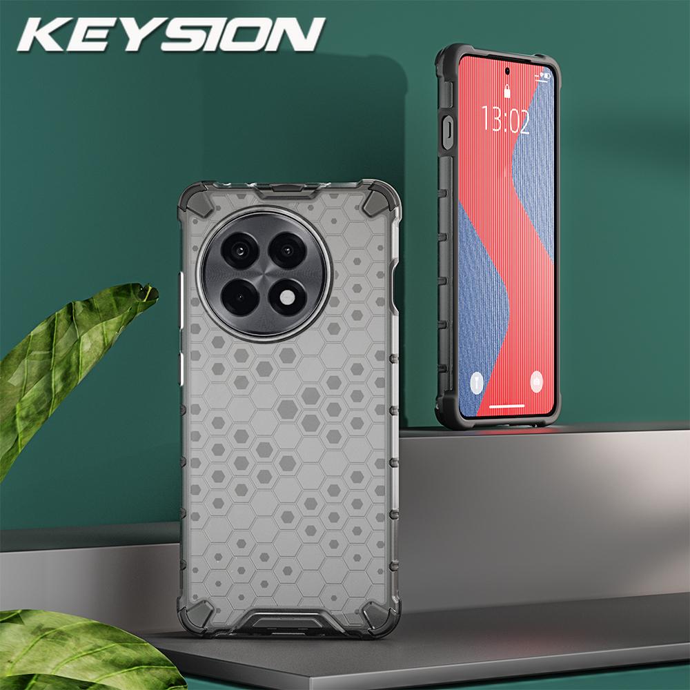 KEYSION Shockproof Armor Case for OnePlus 13R 5G 1+13r Soft Silicone+PC Transparent Honeycomb Phone Cover for OnePlus Ace 5 Pro