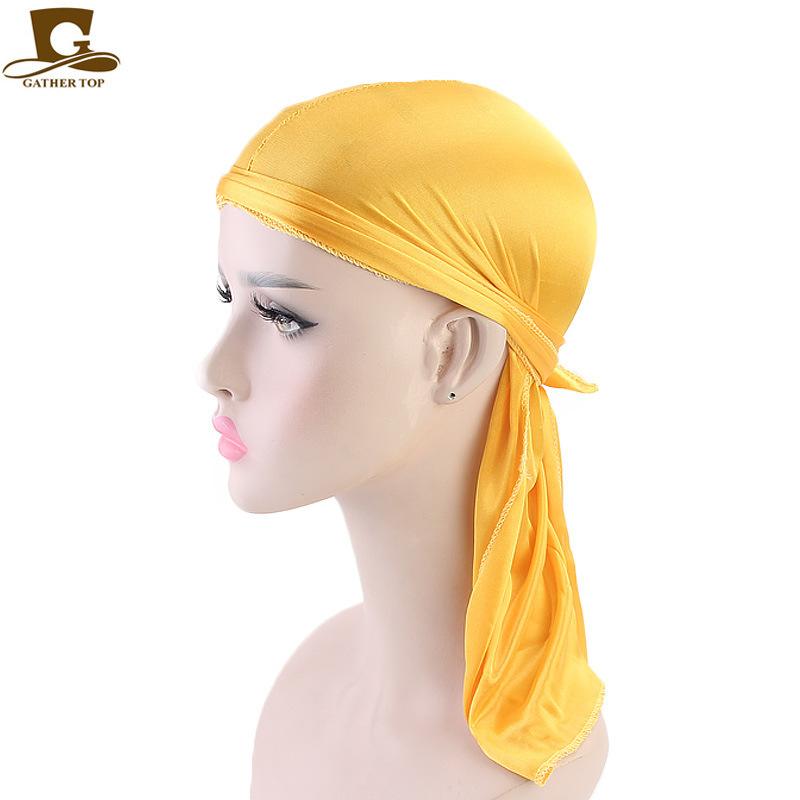 Male and Female Imitation Silk Long Tail Headscarf Hat Pirate Hat Hip Hop Headscarf Hat Silky Durag TJM-C