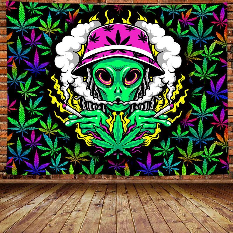 Psychedelic Alien Asaba Aesthetic Tapestry Hippie Bohemian Wall Mounted E-Sports Room Dormitory Party Background Home Decor