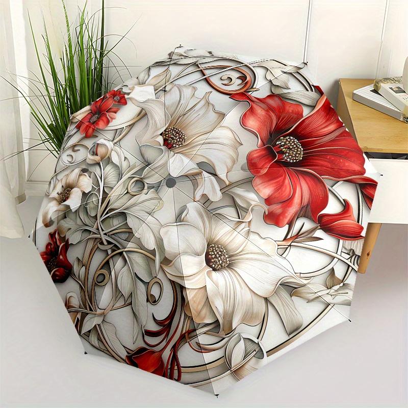 

Floral Design themed Eight rib Automatic Folding Umbrella Is Suitable for Both Men and Women, Making It A Perfect Christmas and Valentine s