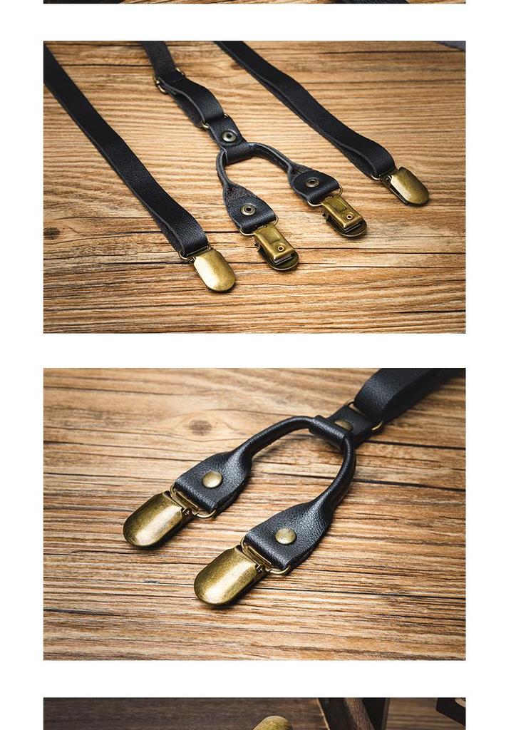Unisex Non-Slip Retro Leather Suspenders for Pants