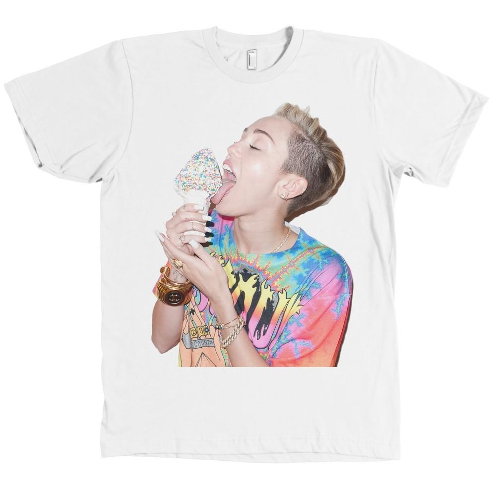 Miley Cyrus Licking Ice Cream Bella+Canvas  Tongue Bangerz Tee NEW Unisex T-Shirt XXXL