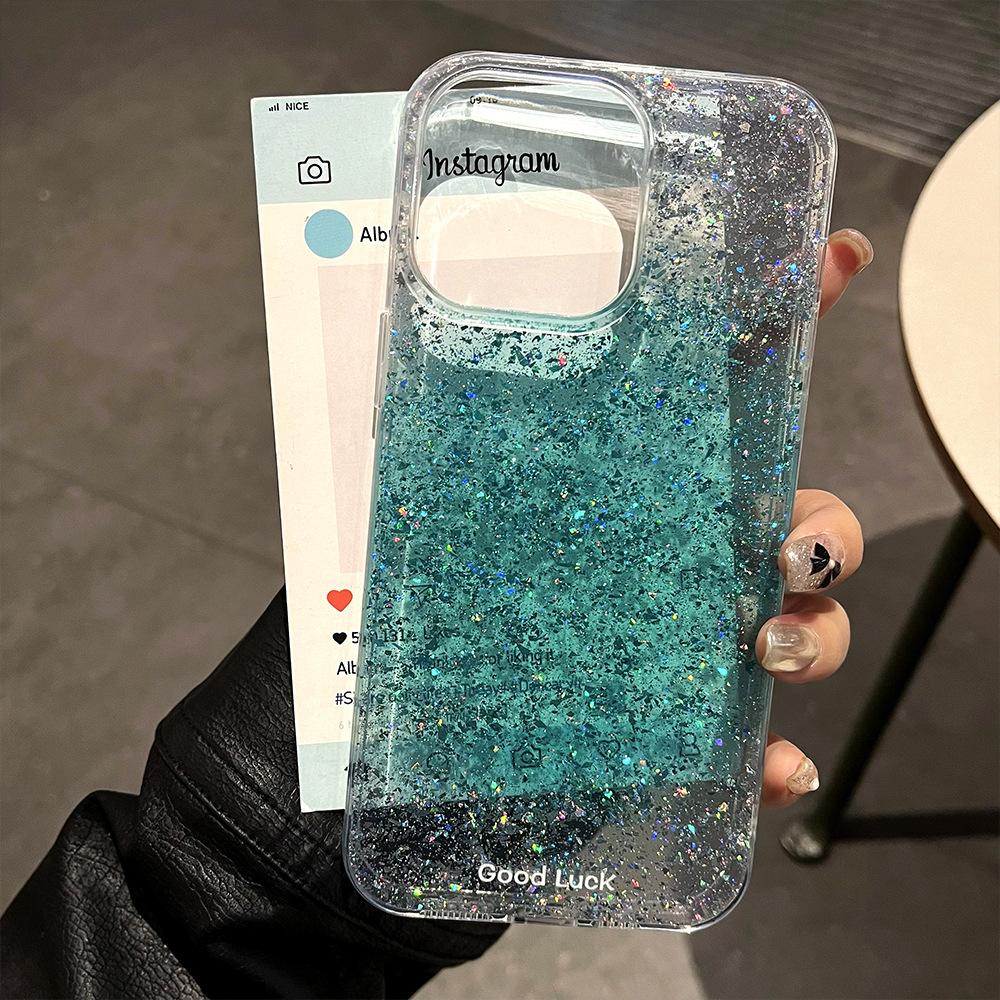Gradient Dyeing Powder Suitable for Apple 16 Mobile Phone Case IPhone 15 Protective Case 14 Large Hole 13 Promax Soft Border