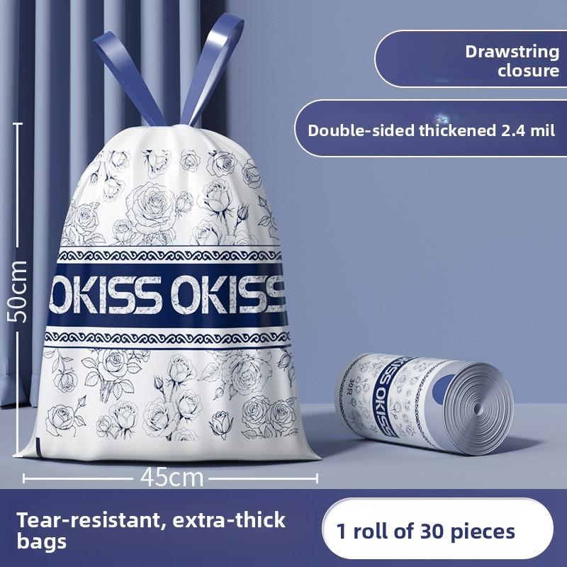 Household Reusable Drawstring Trash Bags With Thick Pe Material For Home And Dorm Use 30pcs