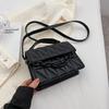 Chic Black Crossbody Bag for Women - Retro-Inspired, Quilted Design with Chain Strap, Faux Leather, Polyester Lined
