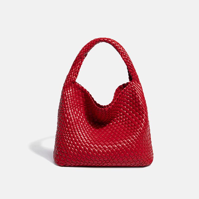 2024 Spring/Summer Women's Hand-Woven Soft Leather Bucket Bag - High-End Single Shoulder Handbag & Underarm Bag