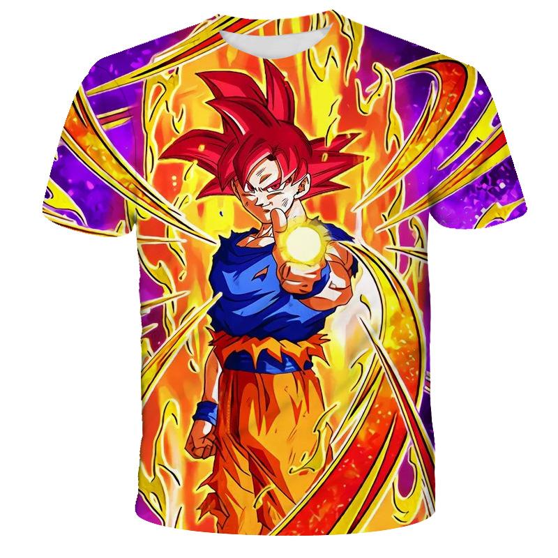 2024 Letní tričko pro kluky Dragon Ball Z 3D potisk Goku Pánská Harajuku móda Krátký rukáv Ležérní top