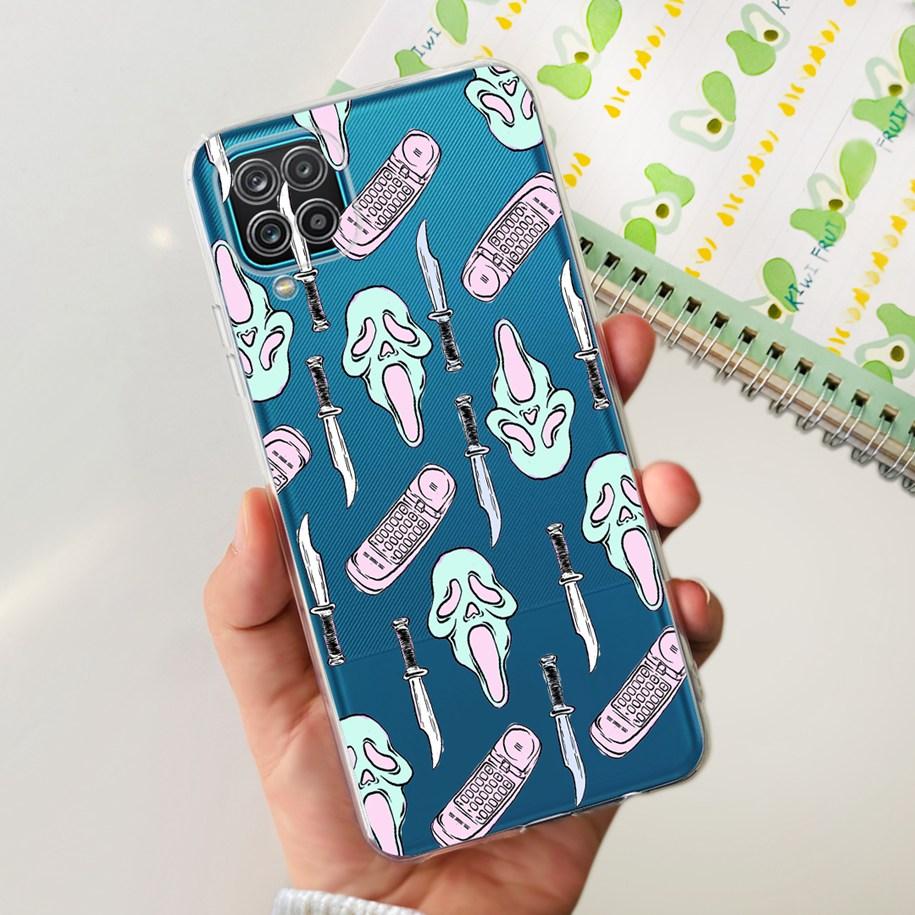 For Samsung Galaxy A12 Case Transparent Cover Fashion Flower Slim Soft TPU Phone Case For Samsung A12 SM-A125F M12 F12 A 12 Capa