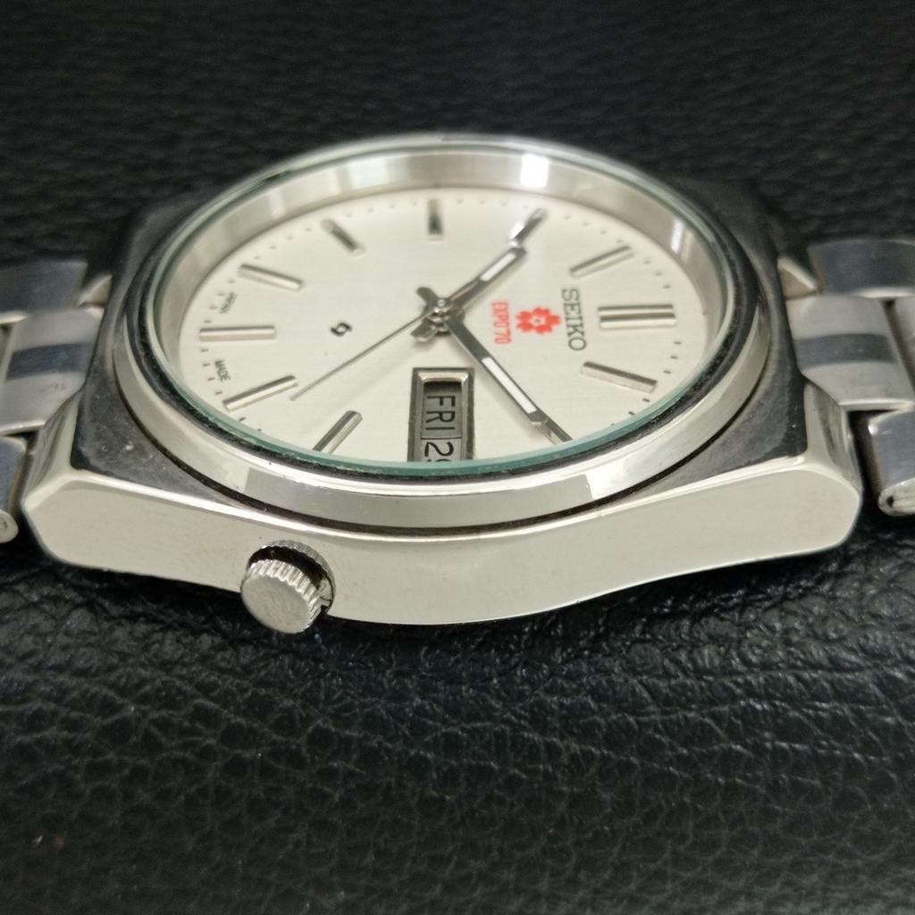 GENUINE VINTAGE SEIKO EXPO 70 AUTOMATIC JAPAN MENS SILVER DIAL WATCH a708790-1