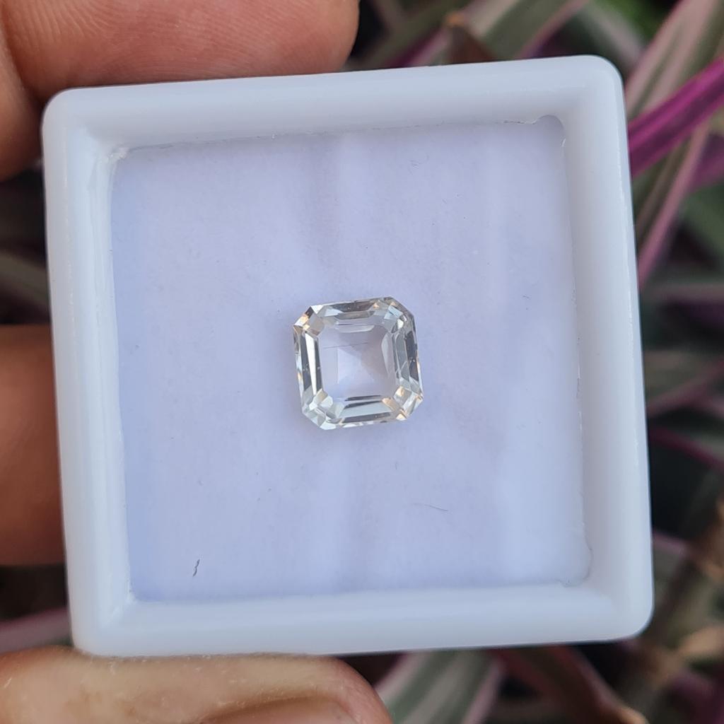 

Natural Asscher Cut Crystal Gemstone, 4.70 Carat, 9 mm Size Crystal Stone. 4.70 Carat, 9 mm Size