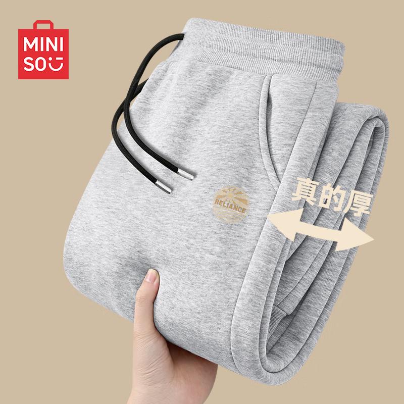 

MINISO Men s Fleece Lined Jogger Pants L