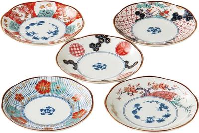 Small Plates Set of Diameter 12 X Height Somenishiki Koimari Small Mino Made In Japan Ale-net 5, 2cm, Plates, Porcelain, Ware,
