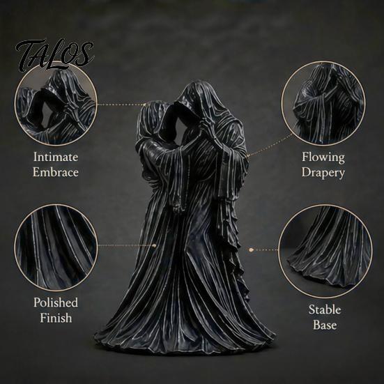 Detailed Gothic Craft Faceless Lovers Figurine, Dark Ghost Couple Sculpture, Mysterious Macabre Home Accents Desktop Ornament for Shelf Mantel