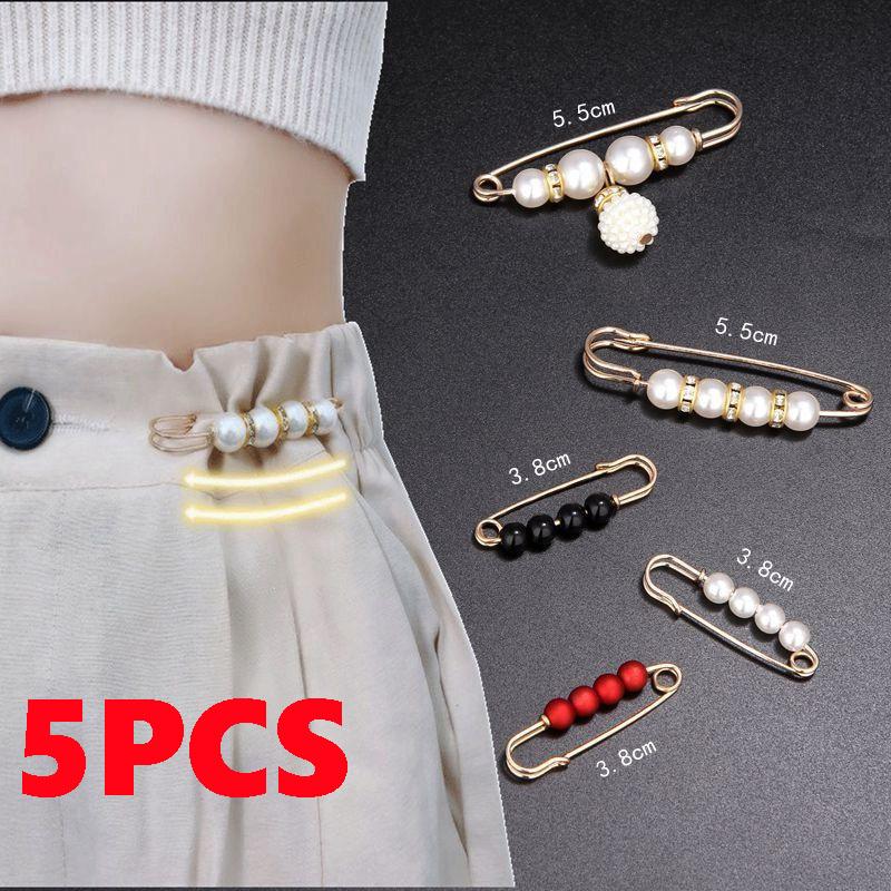 Faux Pearl Brooches Set Fashion Vintage Women Sweater Dress Waist Buckle Jeans Button Clothes Accessories Gifts