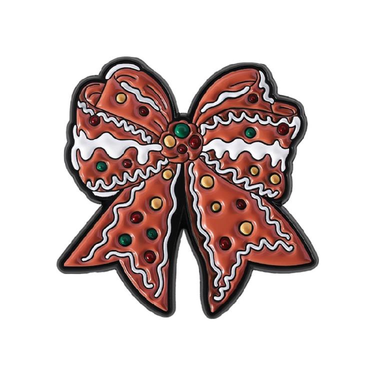 

Festive Kitten Bowknot Gingersnap Cookie Brooch Christmas bBadge Pin For Clothing Bag Decoration Holiday Gift