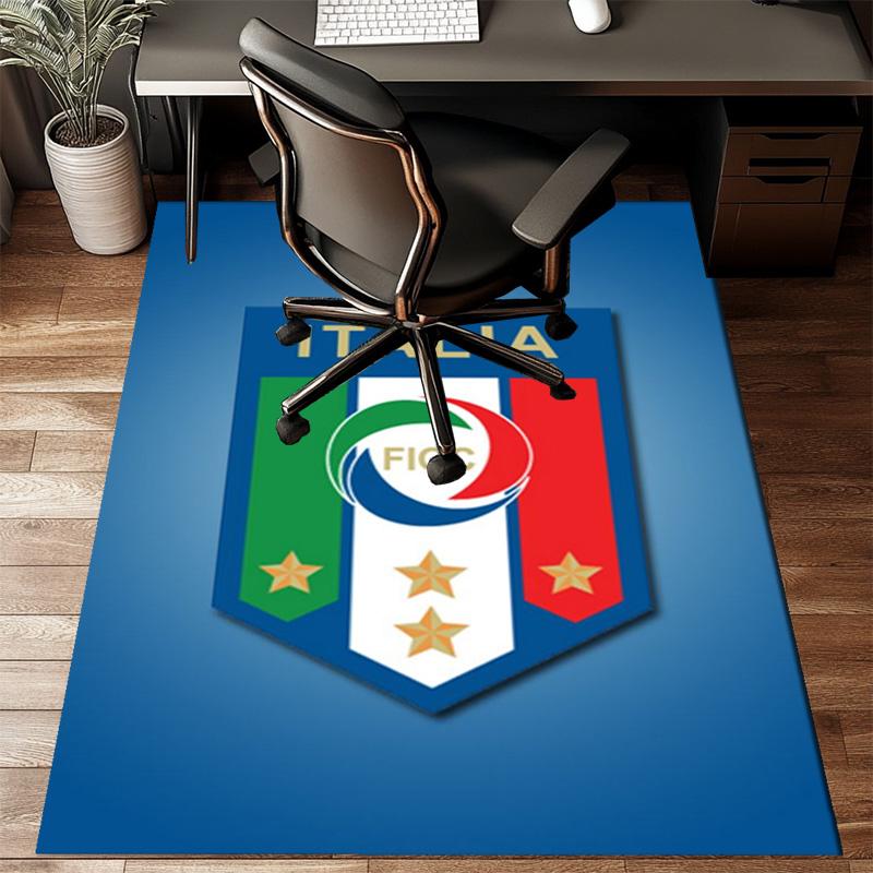 Italian Football Crest Printed Office Carpet Chair Cushion Entryway Rug, Rugs for Living Room, Bedroom Christmas gifts