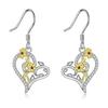 Charm Female Flower Heart Drop Earrings Cute Trendy Bridal Silver Color Dangle Wedding  For Women