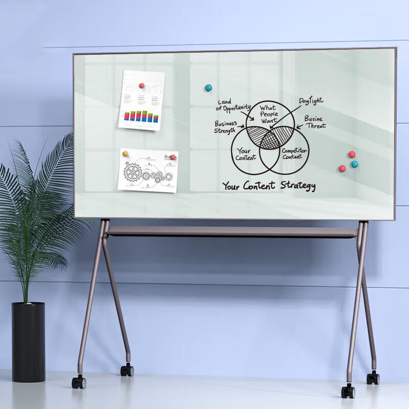 Deli 120x90cm Magnetic Tempered Glass Whiteboard with Stand