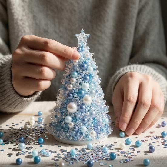Decorative Bead Tree Assembly Dreamy Beaded Christmas DIY Kit, Handmade Holiday Craft, Multicolor Creative Craft Unique Tabletop Decor for Adults,