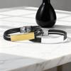 DIY Engraved Retro Leather and Stainless Steel Men's Bracelet - Versatile Couple Design