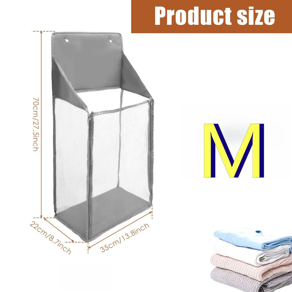 1pc Foldable Wall Hanging Mesh Laundry Basket Over the Door Laundry Hamper Portable Hanging Hamper For Bathrooms And Dormitory