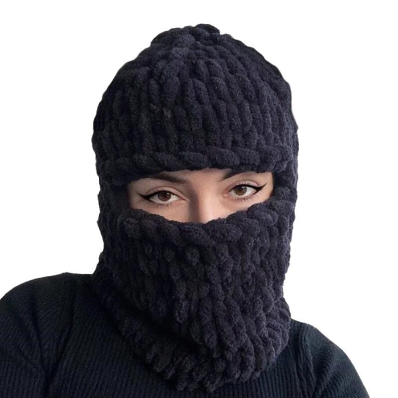 Knit Face Cover Hat Soft Plush Balaclava Cap for Women Winter Warm Mask Hat Adult Outdoor Activity Camping Cycling Cap