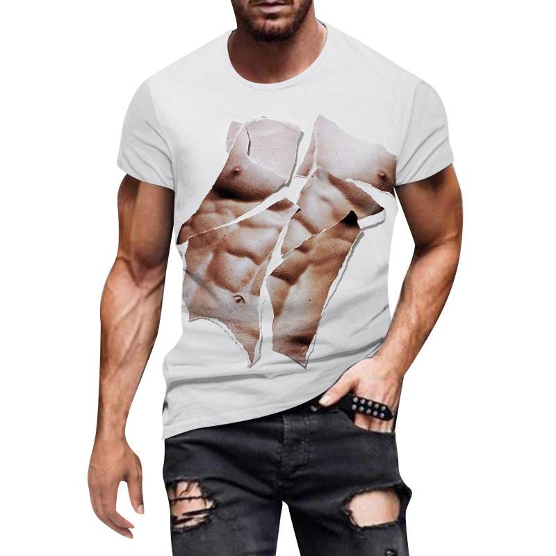 Men's Muscle T-shirt 3D Printed Bodybuilding Fitness T-shirt Top Fashionable Sports Fitness Shirt