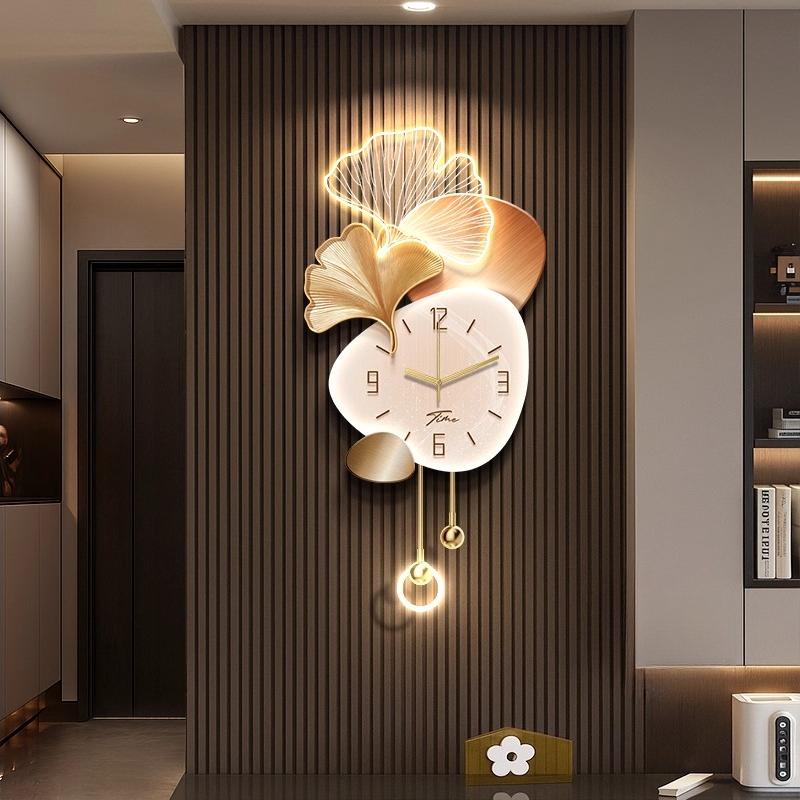 Horloge Murale de Salon Design de Luxe Créativité Horloge Numérique LED Restaurant Silencieuse Horloge à Quartz Couloir Montre Murale Décoration de Maison
