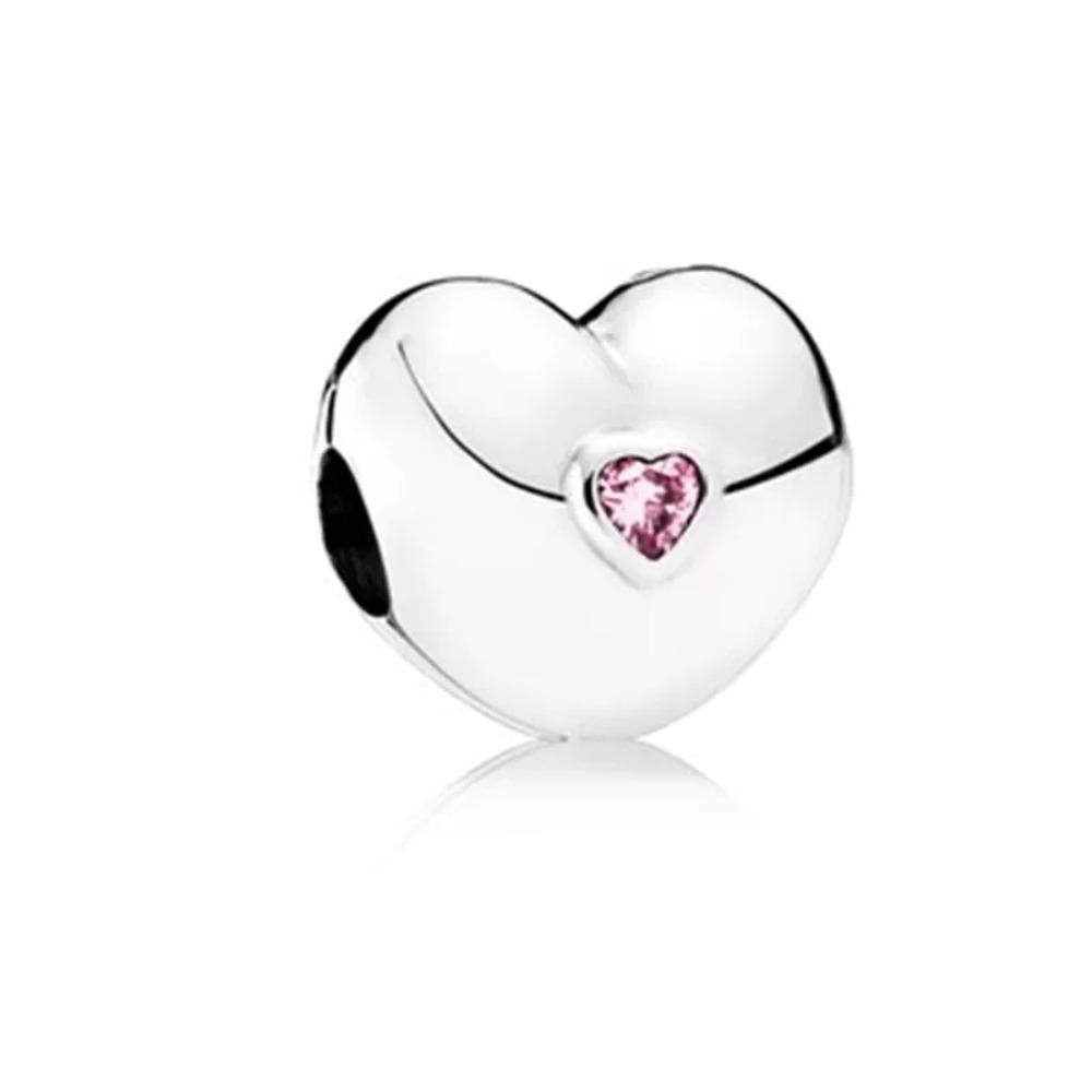 NEW 925 Silver Charm Fit Original Bracelet Accessories Women Jewelry Love Series Cupid Pink Heart Rose