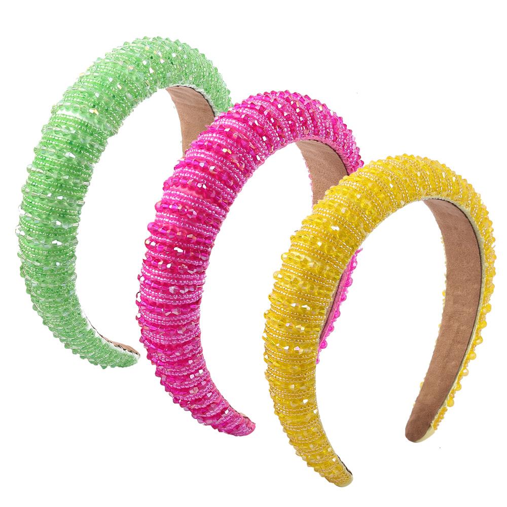 Baroque Rhinestone Headband Crystal Padded Hair Band Glittering Hair Accessories for Women Girls
