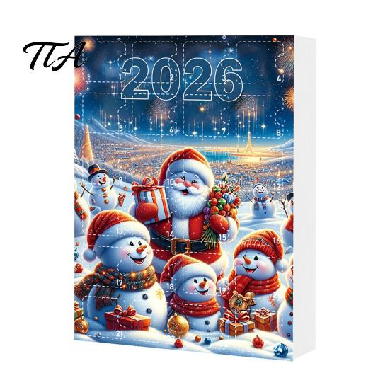 Weihnachts-Countdown-Aktivität Adventskalender 2026, Schneemann 24-Tage-Box mit Acryl-Anhänger Partygeschenke Anhänger, Festlicher Baumschmuck, Feiertagsgeschenk für