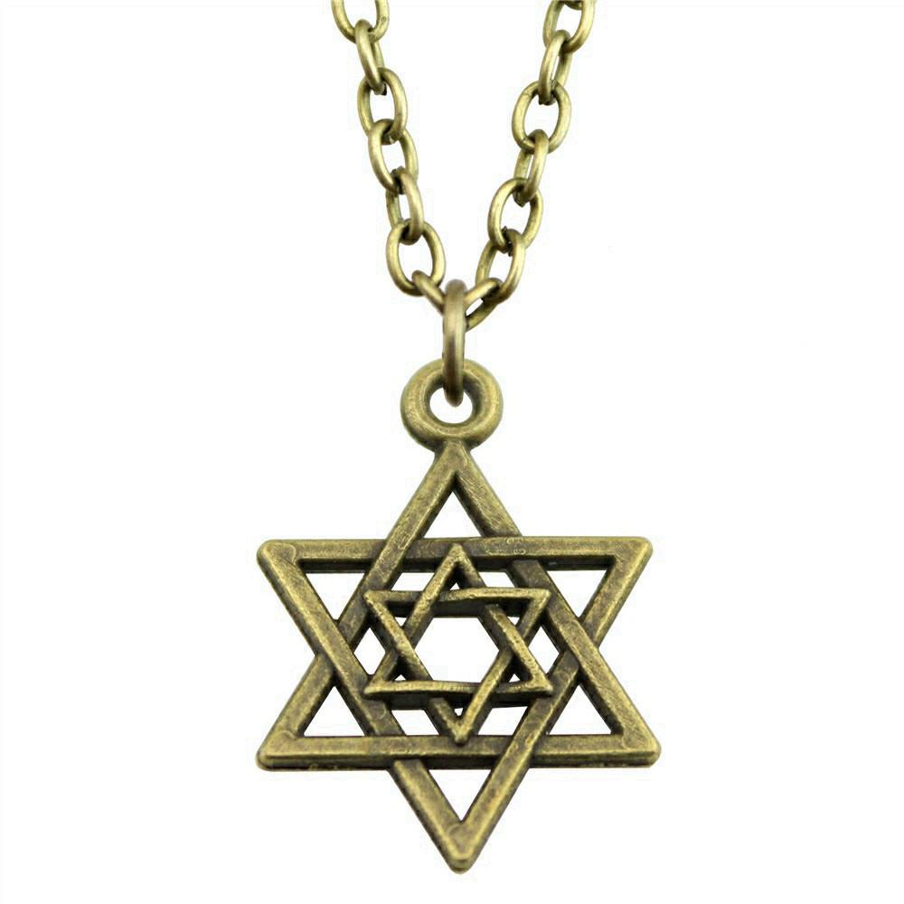 Collana Ciondolo Nodo Celtico Triquetra Stella di Davide Pendente Gioielli Vintage Boho Catena 43cm