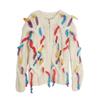 Women's Handmade Retro Loose Knit Cable Flower Cardigan Sweater