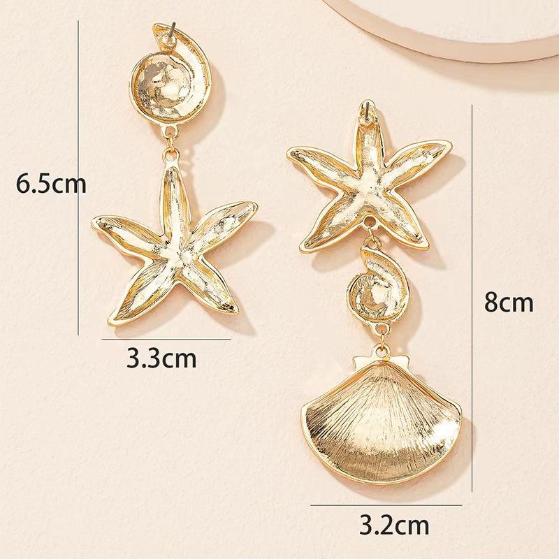 Retro Shell Starfish Tassel Earrings for Women's Accessories