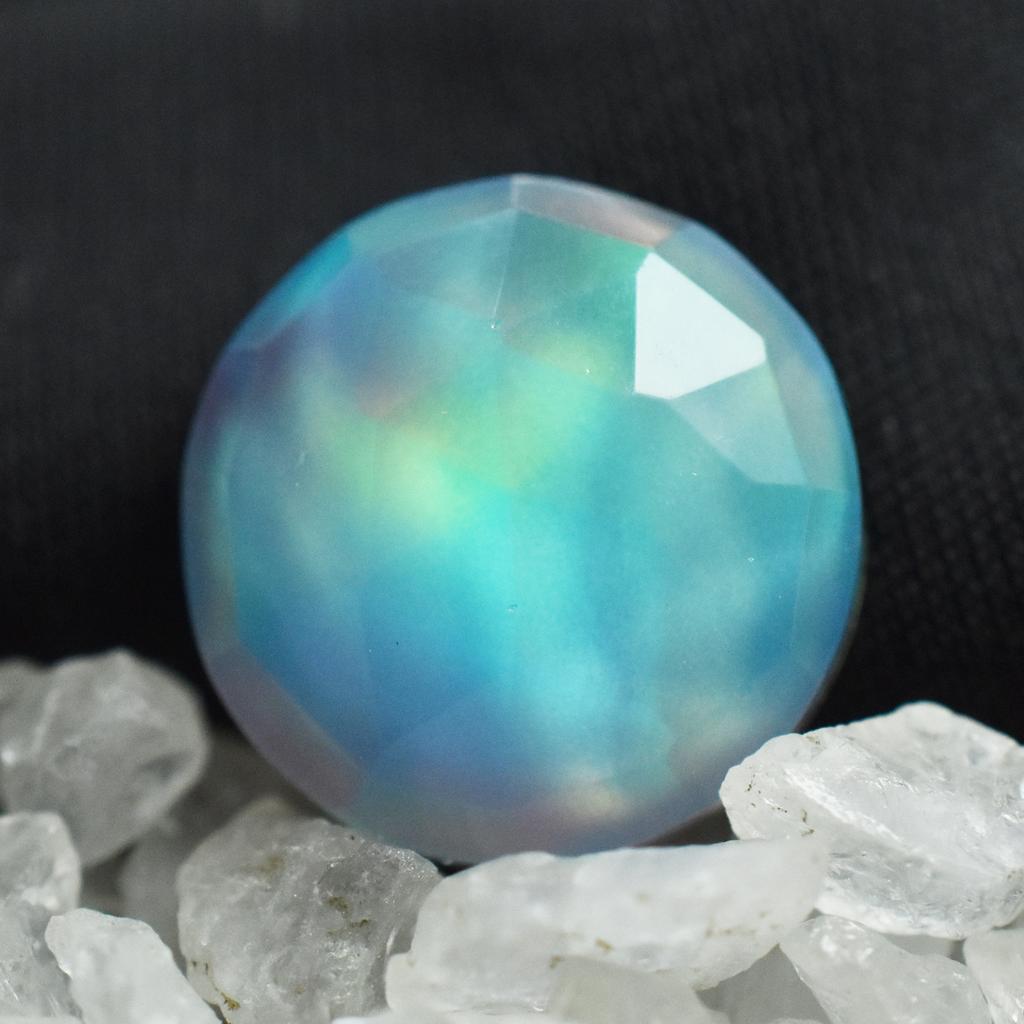 Lab-Created Opal Loose Gemstone Multi-Color Round Cut 8 ct Doublet for Jewelry Making and Crafts