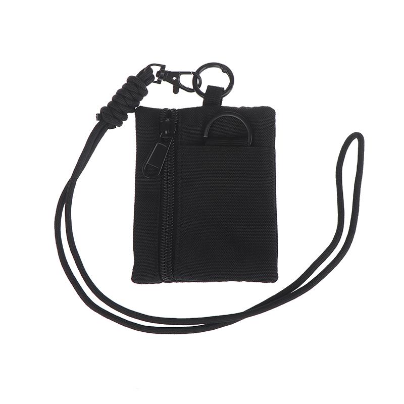 Mini Casual Hanging Neck Mini Coin Purse Card Holder Zipper Pouch Men And Women Key Small Bag Headphone Case With Lanyard